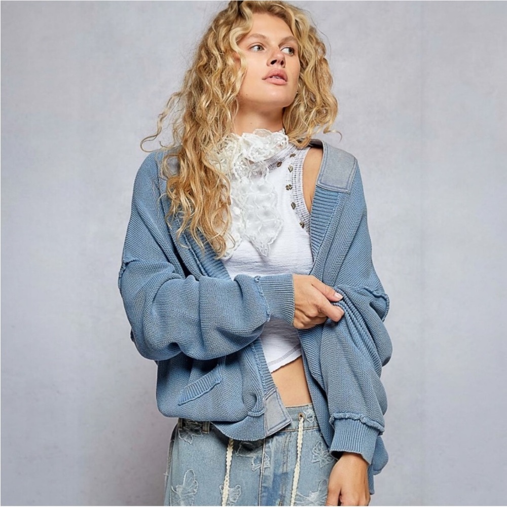 POL Vintage Wash Cardigan NWT in color Dream Blue